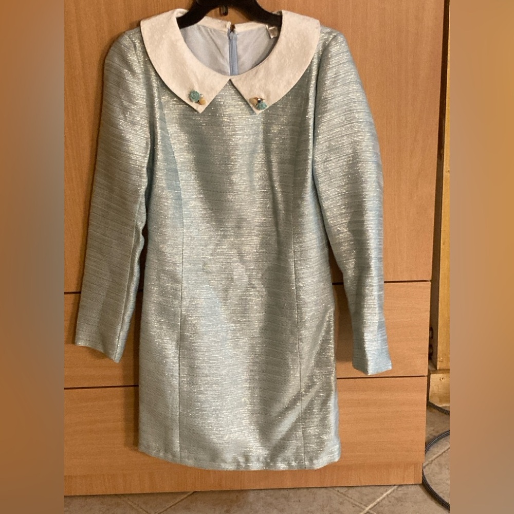 Embellished Collar Shimmer Dress